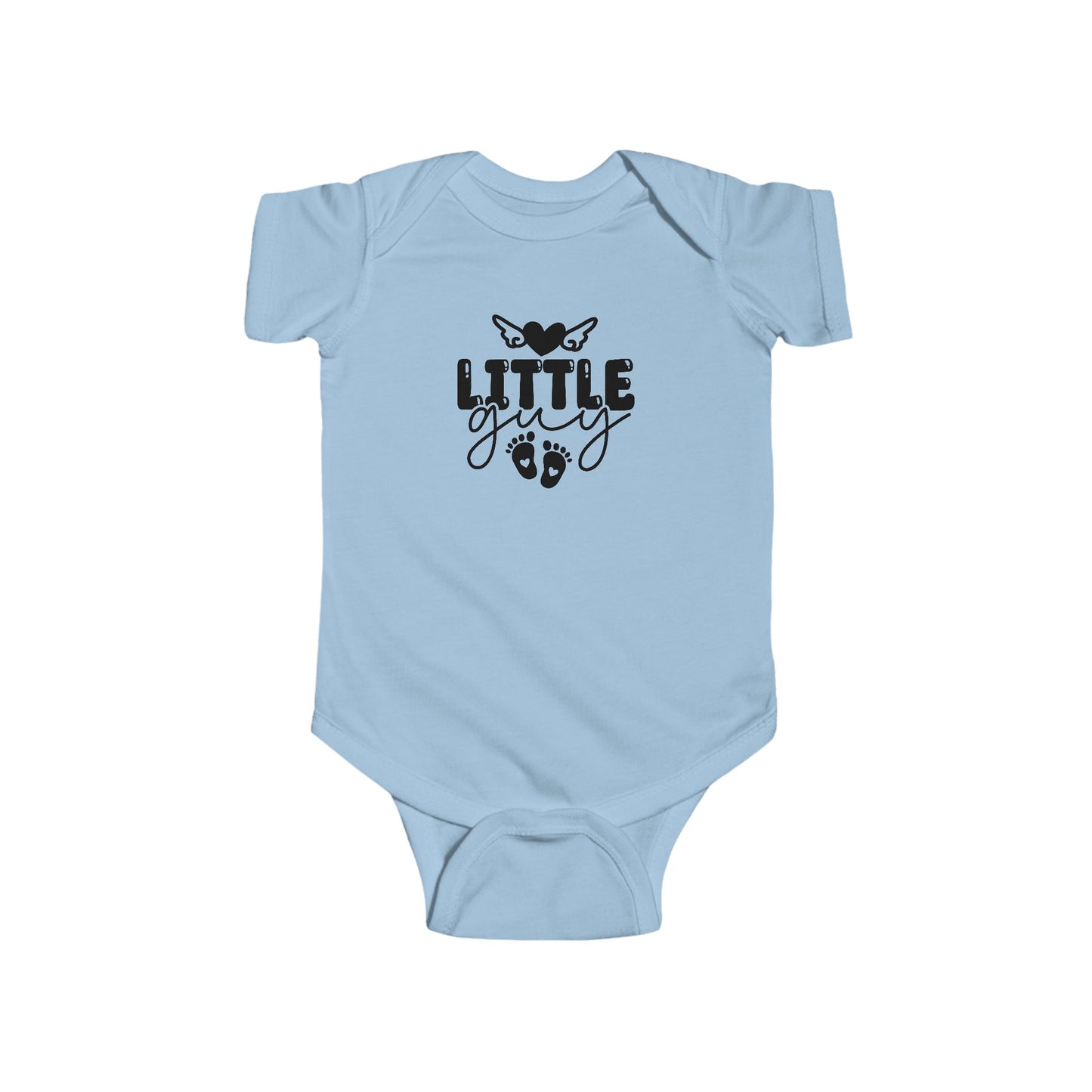 Infant Bodysuit - "Little Guy" Cute Baby Onesie with Butterfly & Footprints