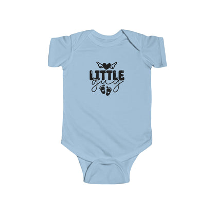 Infant Bodysuit - "Little Guy" Cute Baby Onesie with Butterfly & Footprints