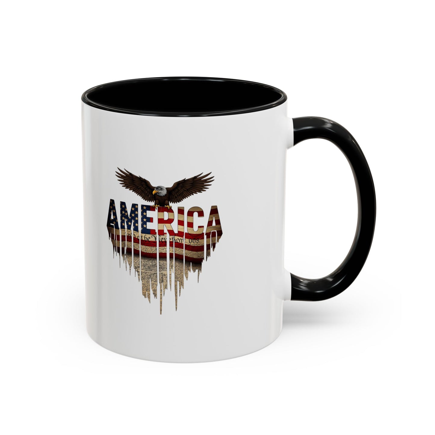 America Eagle Flag Accent Coffee Mug – Patriotic 11/15oz Ceramic