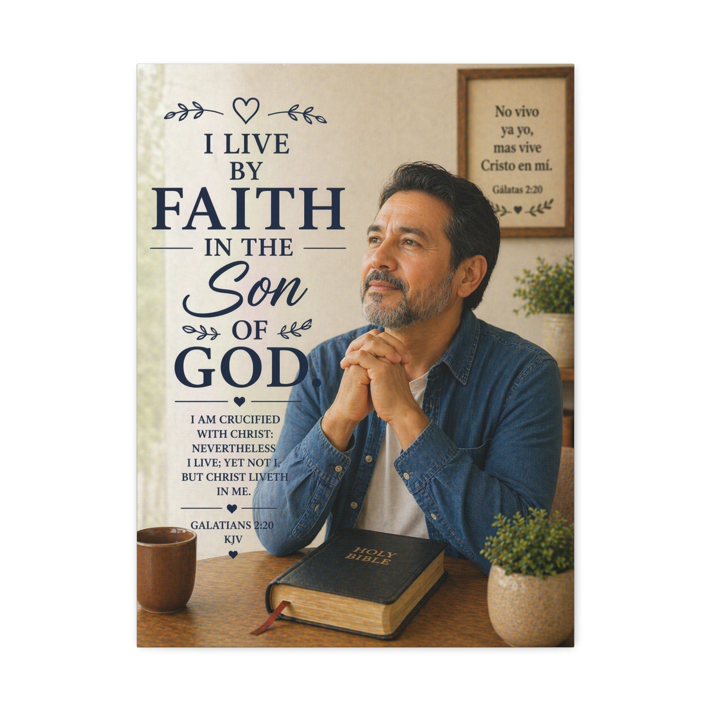 Faith in the Son of God Stretched Canvas — Inspirational Christian Wall Art with Galatians 2:20