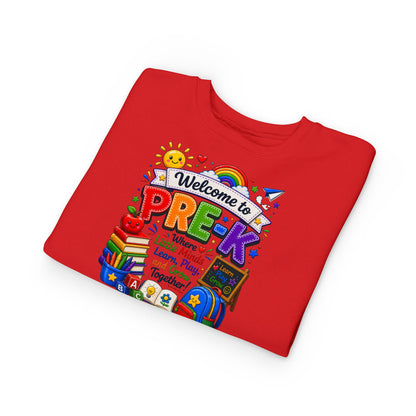 Welcome to Pre-K Toddler Sweatshirt – Colorful Back-to-School Pre-K Kids Crewneck