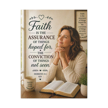 Faith Canvas Wall Art — Hebrews 11:1 Inspirational Scripture Stretched Canvas