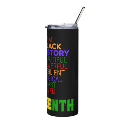 Juneteenth Stainless Steel Tumbler — "I Am Black" Empowerment Pride 20oz