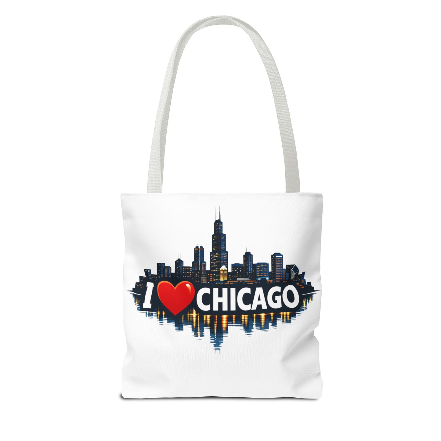 I  Chicago Skyline Tote Bag — Cityscape Reversible All-Over Print Tote