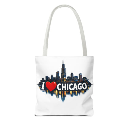 I  Chicago Skyline Tote Bag — Cityscape Reversible All-Over Print Tote