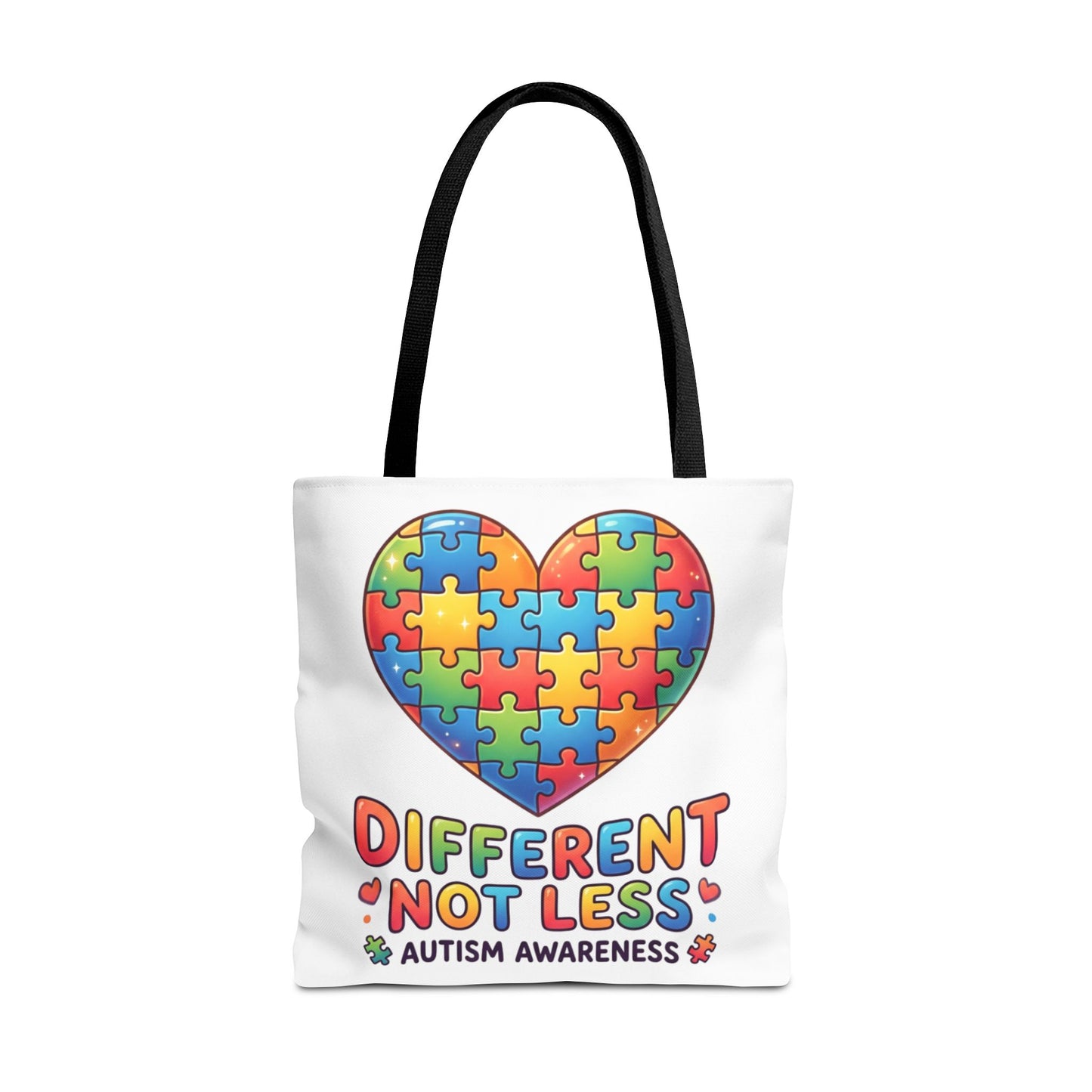 Autism Awareness Tote Bag — "Different Not Less" Puzzle Heart