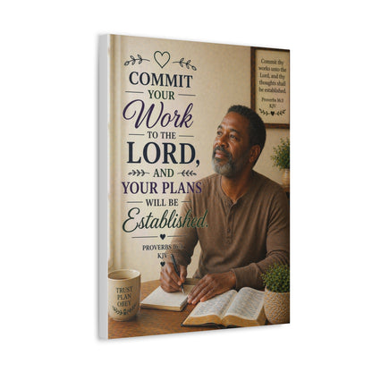 Inspirational Scripture Canvas — "Commit Your Work to the Lord" Wall Art