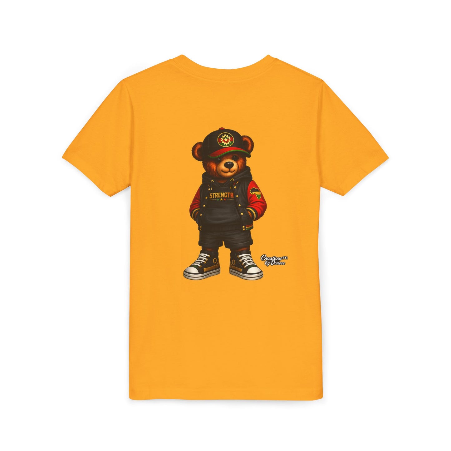 Kids Teddy Bear Streetwear Tee — 'Strength' Graphic Youth T-Shirt