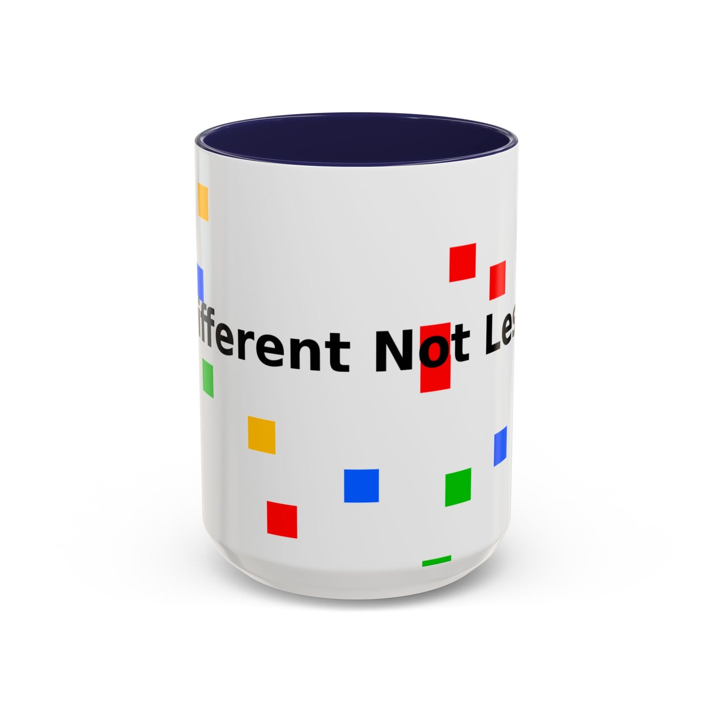 Accent Coffee Mug — 'Different Not Less' Pride-Inclusive Color Block Design (11/15oz)