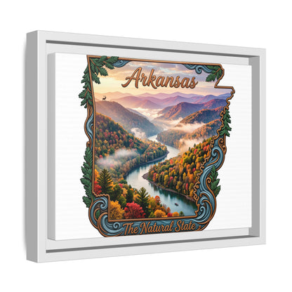 Arkansas Scenic State Map Canvas — "The Natural State" Framed Wall Art