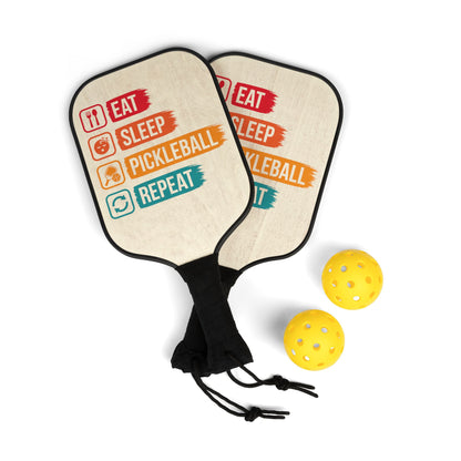 Pickleball Paddles Kit — "Eat Sleep Pickleball Repeat" Paddle & Ball Set