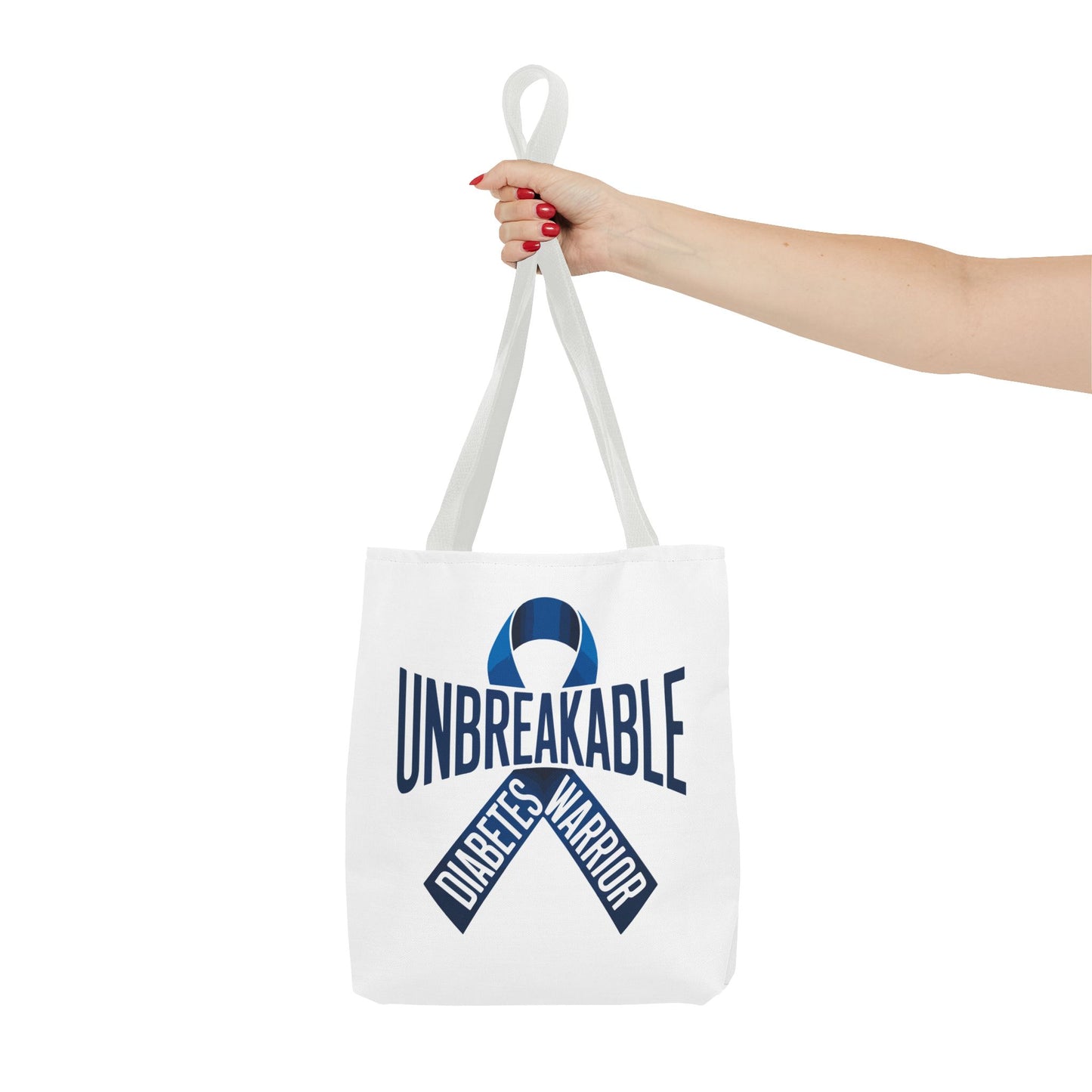 Diabetes Warrior Unbreakable Tote Bag – Blue Awareness Ribbon All-Over Print