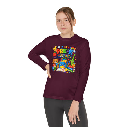 PRE-K Kids Long Sleeve Tee — Back-to-School Preschool Shirt ("Ready to Learn, Grow & Shine")