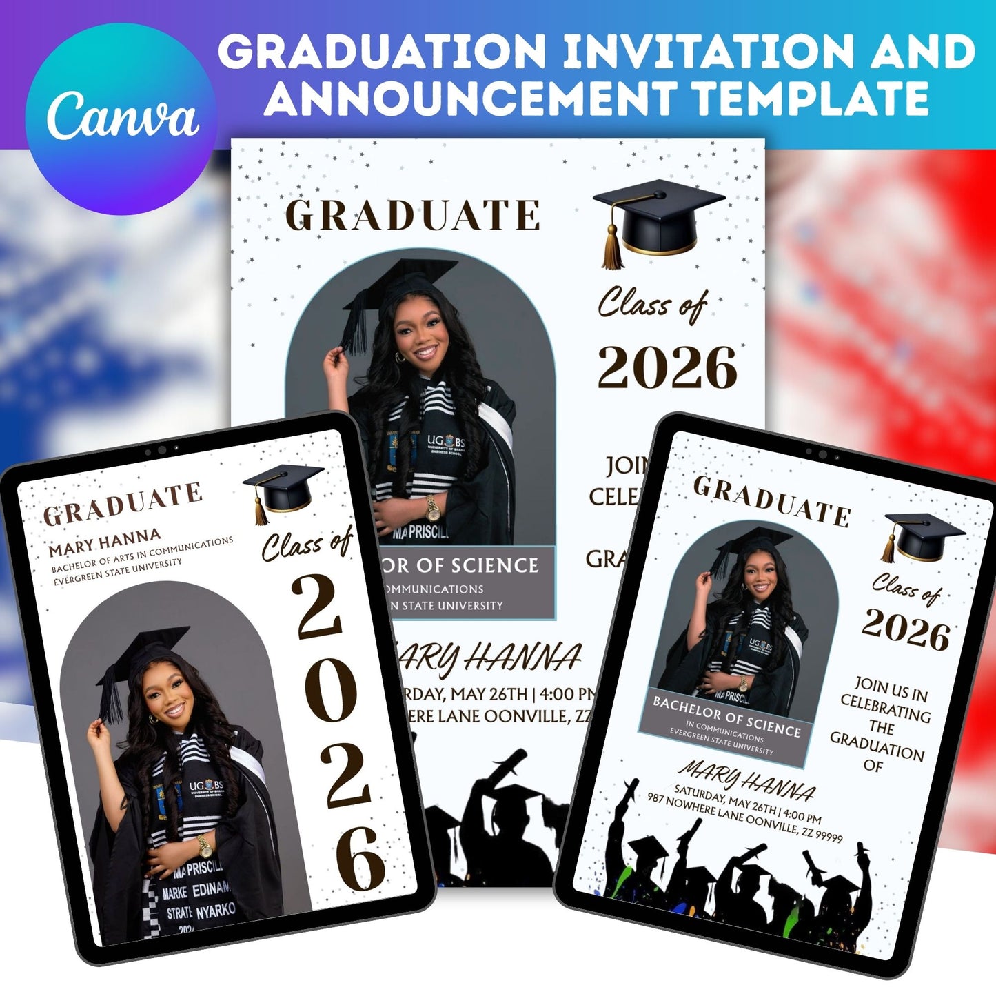 Graduation Invitation & Announcement Template | Editable Digital Grad Party Invite