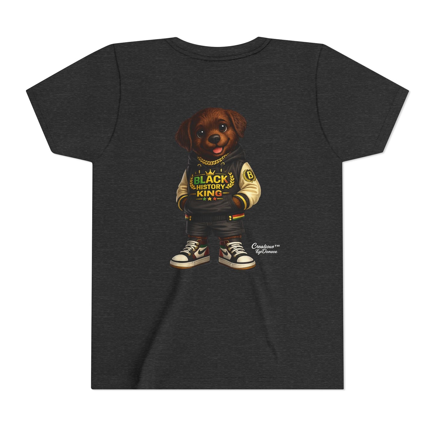 Youth Tee — 'Black History King' Puppy Graphic Shirt