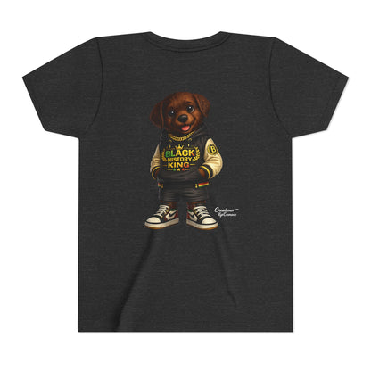 Youth Tee — 'Black History King' Puppy Graphic Shirt