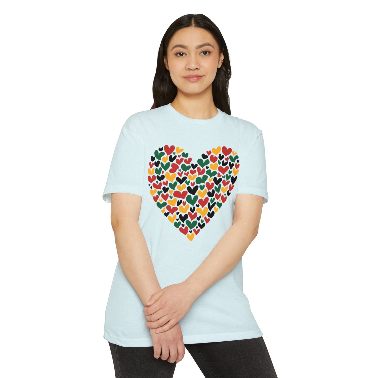 Heart Pattern T-Shirt — Colorful Hand-Drawn Hearts Graphic Tee