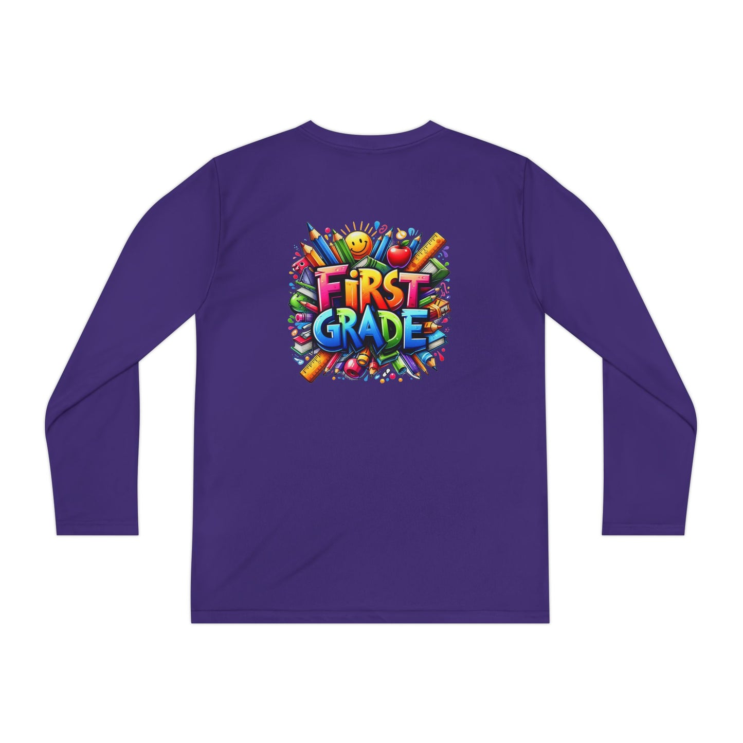 First Grade Youth Long Sleeve Tee — Colorful Back-to-School Shirt