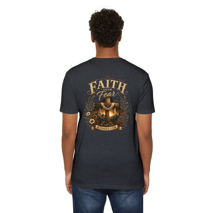 Faith Over Fear T-Shirt — Christian Joshua 1:9 Cross Tee