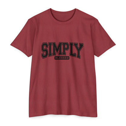 Simply Blessed T-Shirt — Vintage Collegiate Script Faith Tee