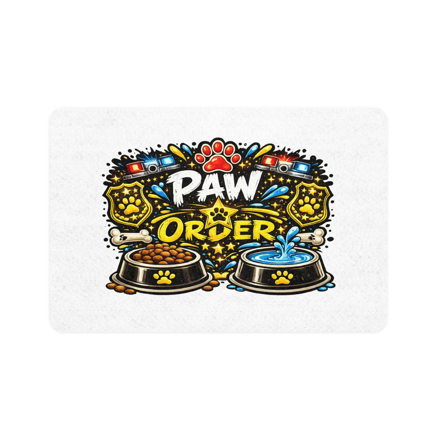 Pet Food Mat — "Paw Order" Non-Slip Feeding Mat (12x18)