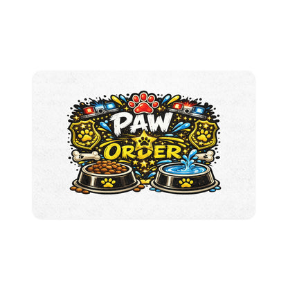 Pet Food Mat — "Paw Order" Non-Slip Feeding Mat (12x18)