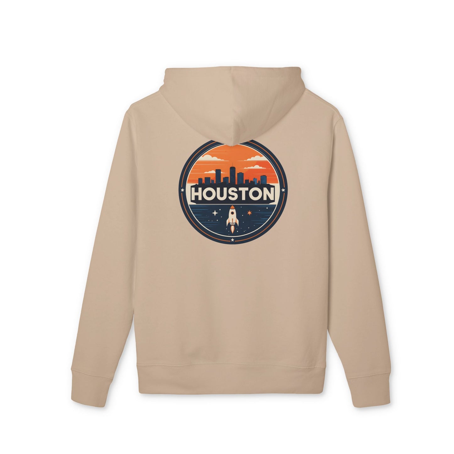 Houston Skyline Rocket Hoodie — Retro Space City Pullover