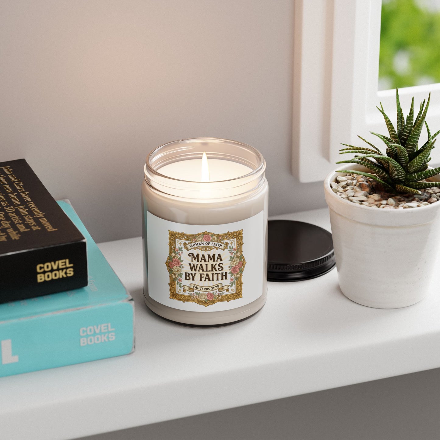 Mama Walks By Faith Candle | minimalist mom life, cool mom streetwear