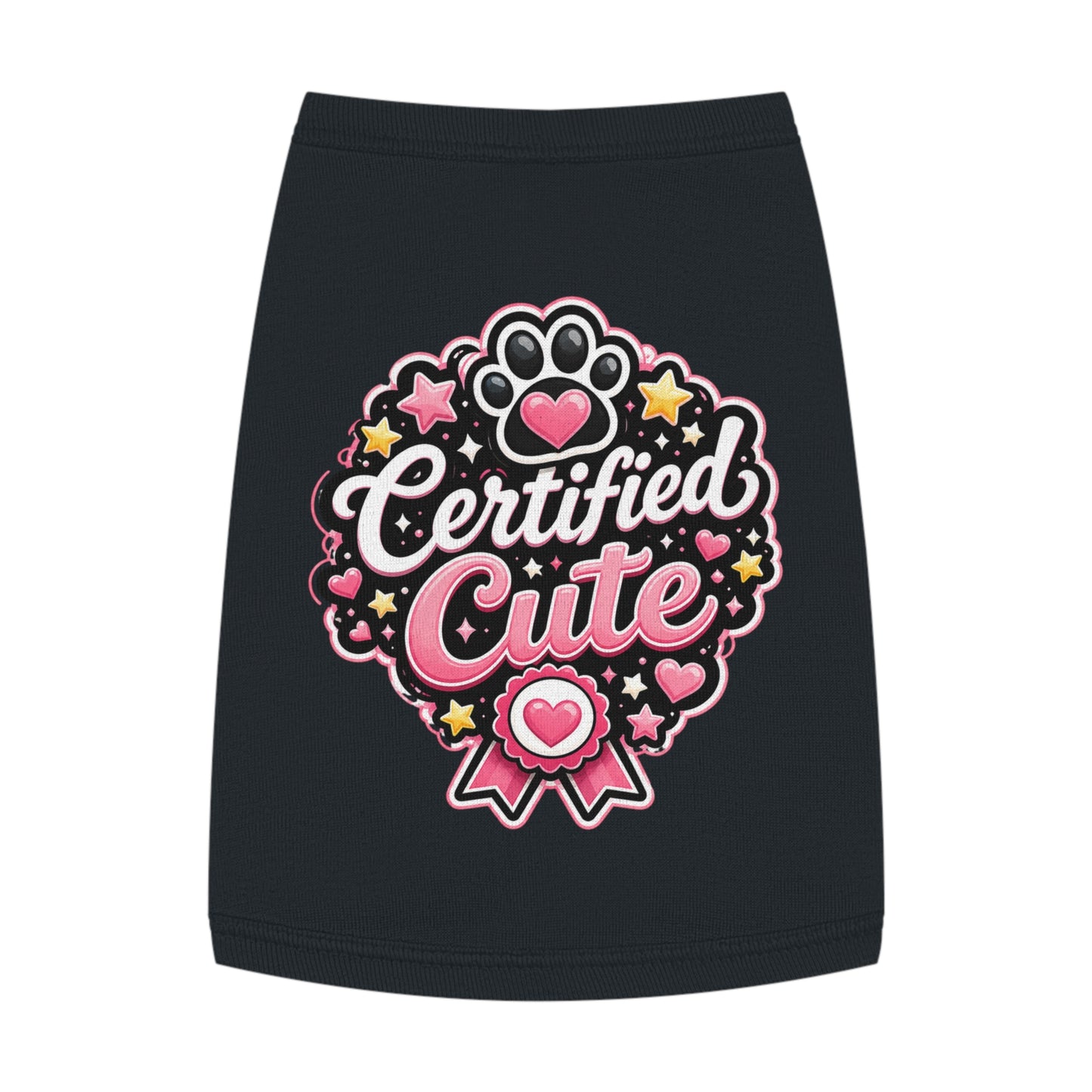 Certified Cute Pet Tank Top — Pink Paw Ribbon Dog Shirt