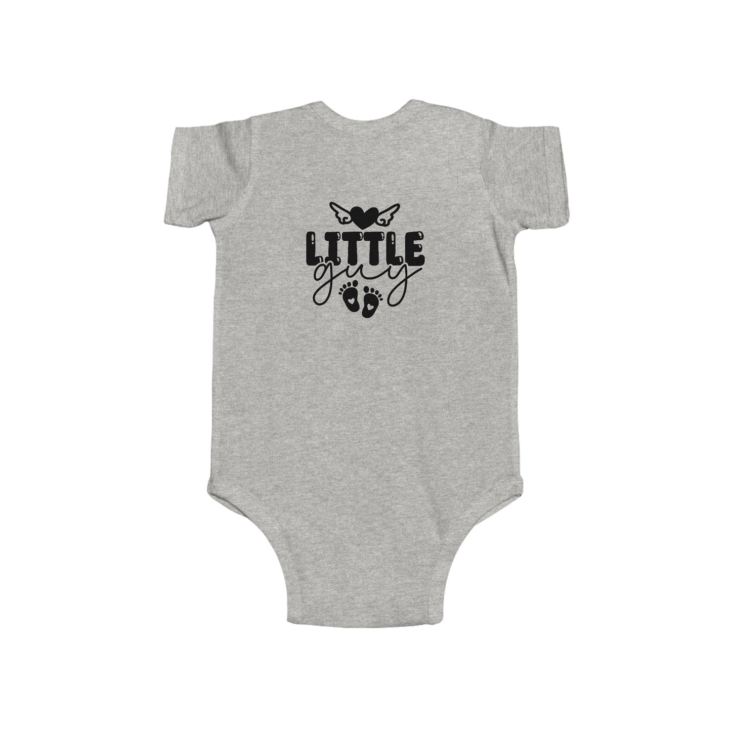 Infant Bodysuit - "Little Guy" Cute Baby Onesie with Butterfly & Footprints