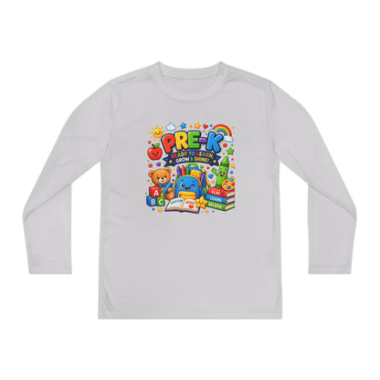 PRE-K Kids Long Sleeve Tee — Back-to-School Preschool Shirt ("Ready to Learn, Grow & Shine")
