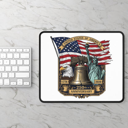 Gaming Mouse Pad — 250th USA Anniversary Liberty Bell, Flag & Eagle Patriotic Design