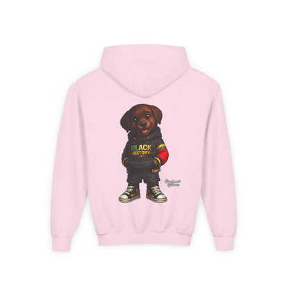 Youth Hoodie - Cute Rottweiler Puppy 'Black History' Graphic Sweatshirt for Kids