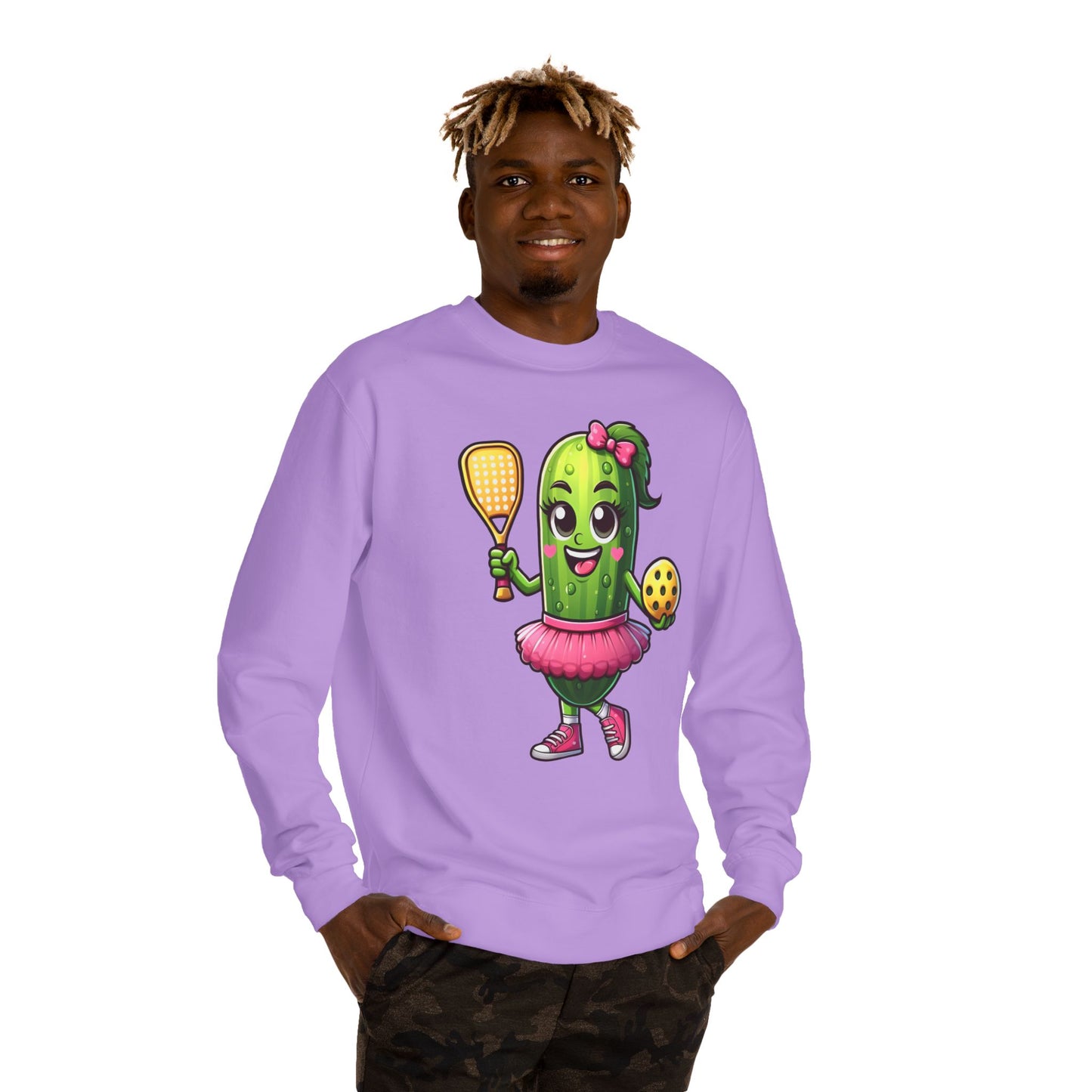 Pickle Paddle T-Shirt — Cute Pickle Playing Pickleball Crewneck
