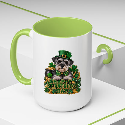 St. Patrick's Day Schnauzer Coffee Mug – Happy St. Patrick's Day Accent Mug
