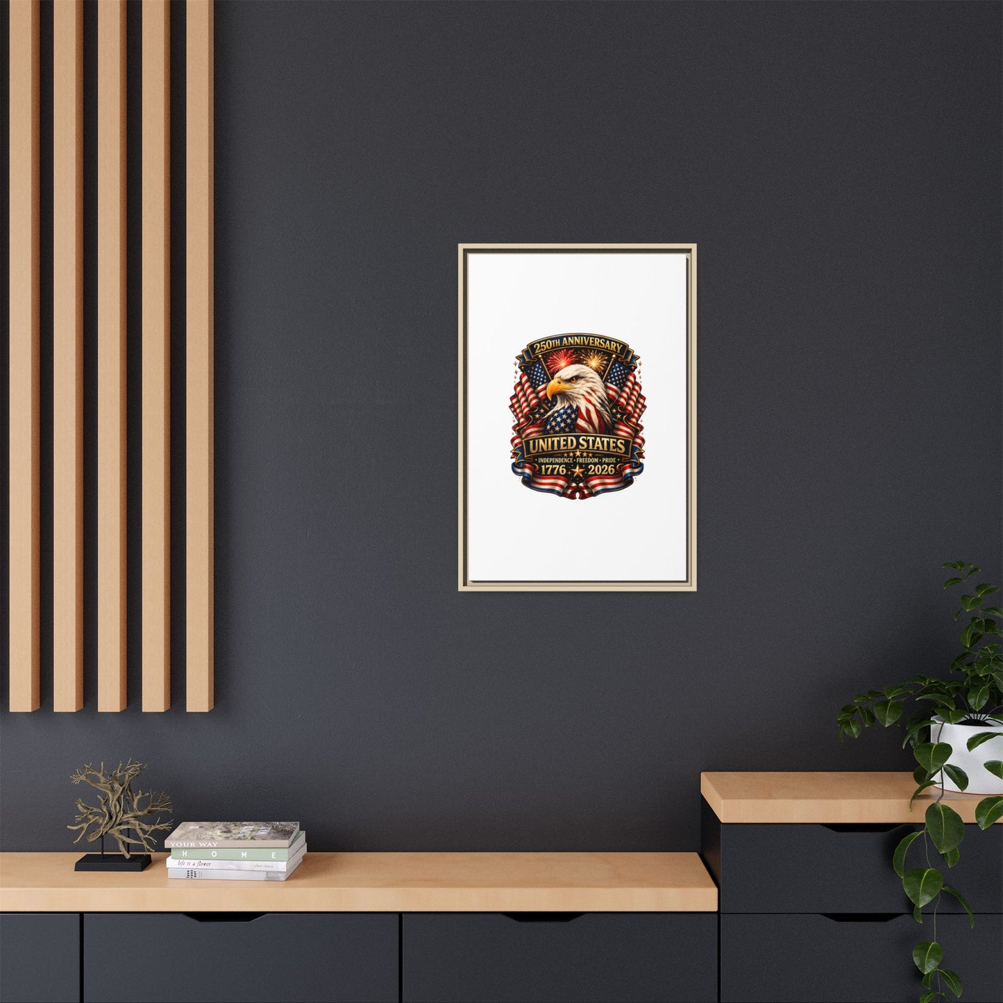 Patriotic Eagle 250th Anniversary Framed Canvas Print — United States 1776–2026