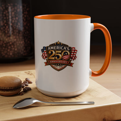 25th Anniversary America Accent Coffee Mug — Patriotic Flag Keepsake (11/15 oz)
