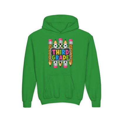 Third Grade Kids Hoodie — Cute Pencil Back-to-School Sweatshirt