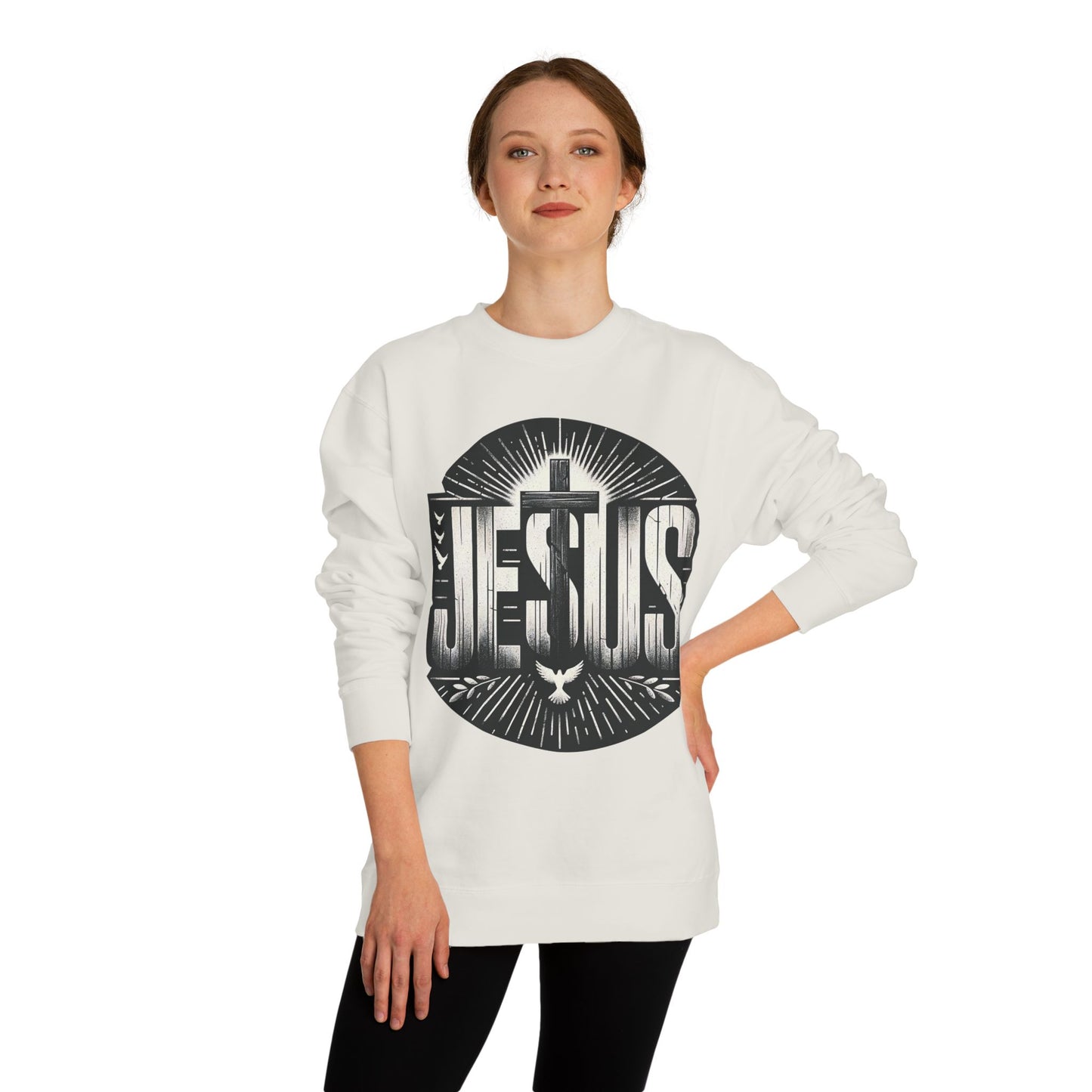Jesus Graphic Sweatshirt — Vintage Religious Cross & Lamb Crewneck