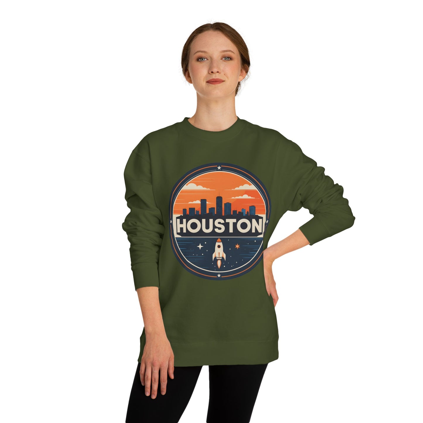 Houston Rocket Patch Sweatshirt — Retro Space City Crewneck