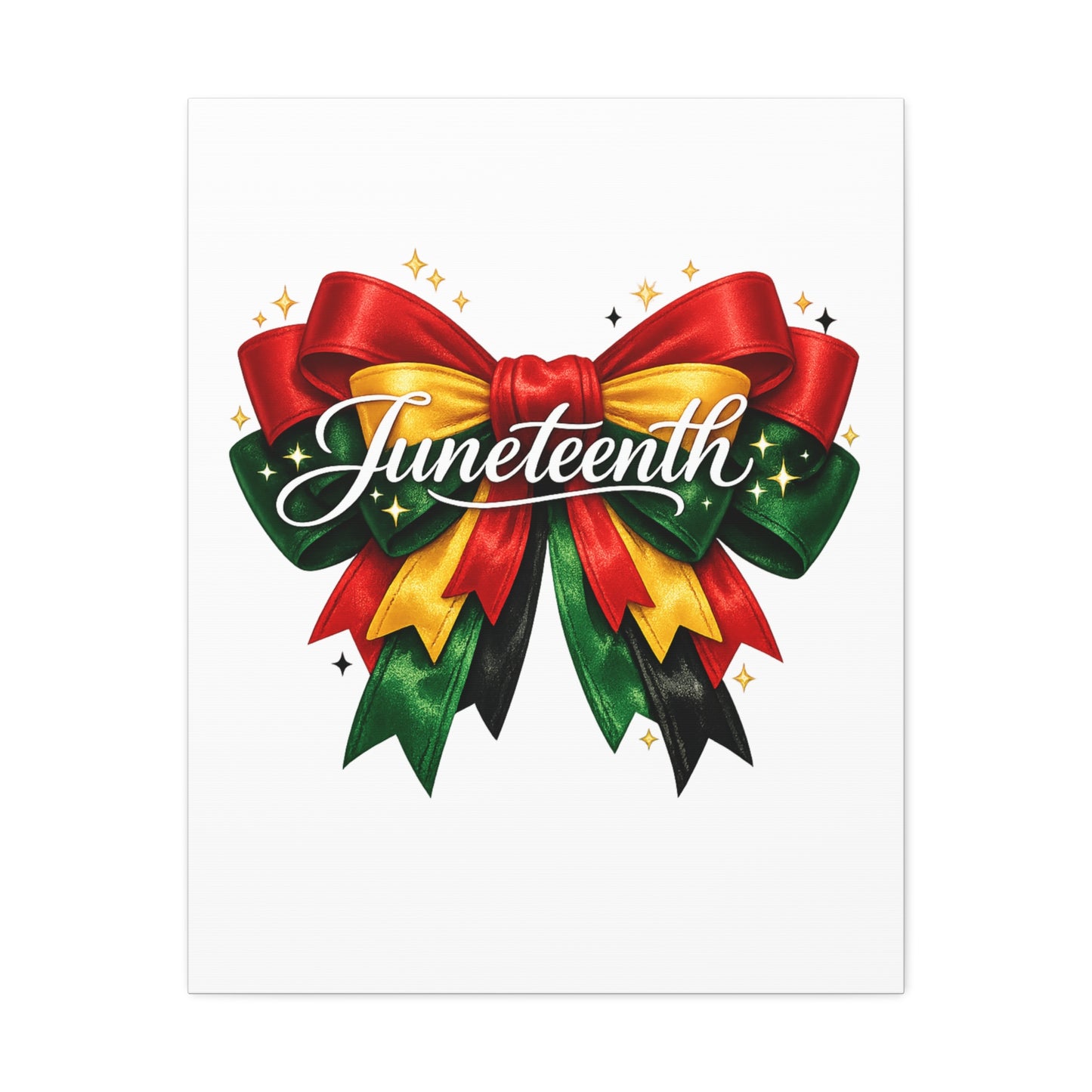 Juneteenth Celebration Stretched Canvas — Pan-African Ribbon Wall Art