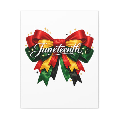 Juneteenth Celebration Stretched Canvas — Pan-African Ribbon Wall Art