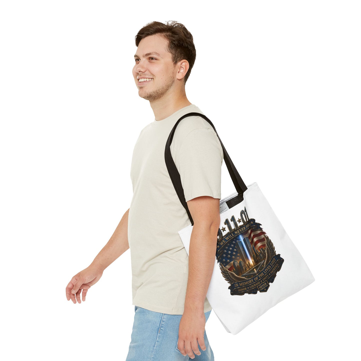 9·11 Memorial Tote Bag — We Will Never Forget Tribute Tote