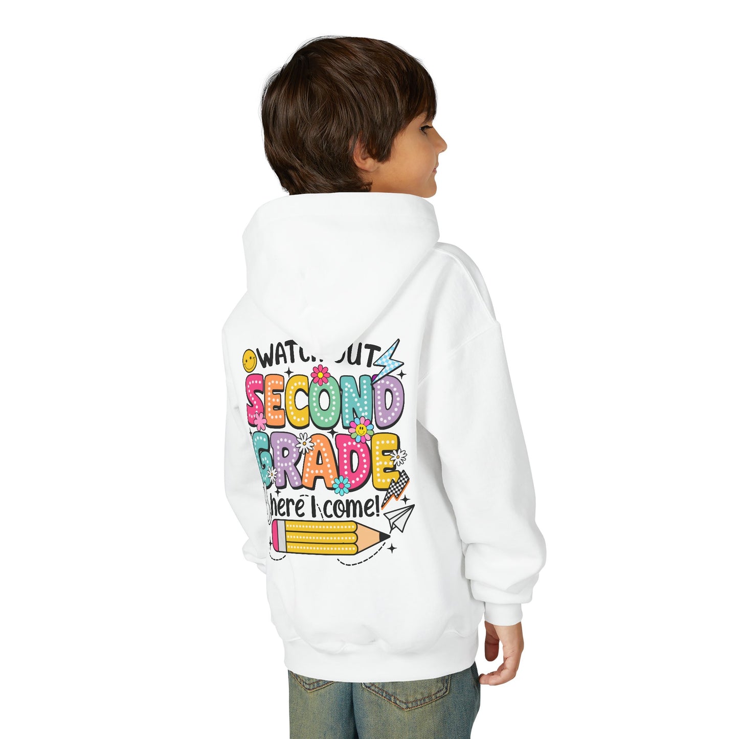 Second Grade Hoodie - "Watch Out Second Grade Here I Come" Back-to-School Kids Sweatshirt