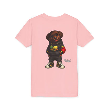 Youth Tee — Cute Puppy 'Black History' Graphic Shirt