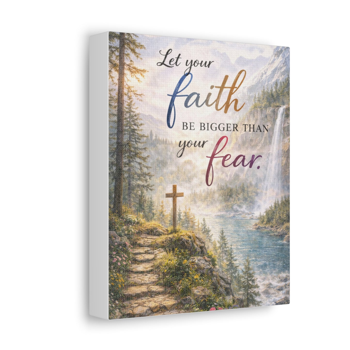 Faith Wall Canvas – "Let Your Faith Be Bigger Than Your Fear" Inspirational Christian Art