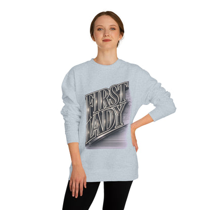 First Lady Graphic Sweatshirt — Retro Metallic Typography Crewneck