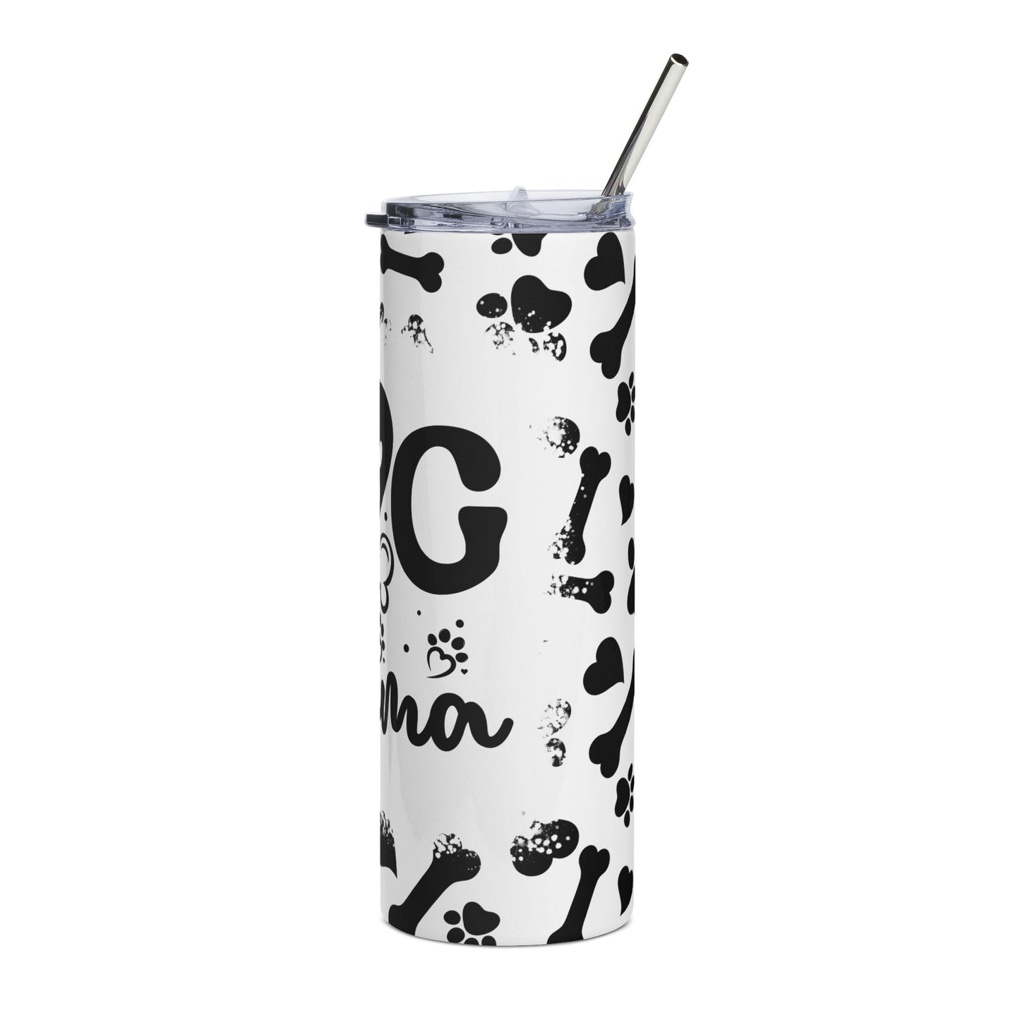 Dog Mom 20oz Stainless Steel Tumbler – Paw Print & Bones Travel Cup