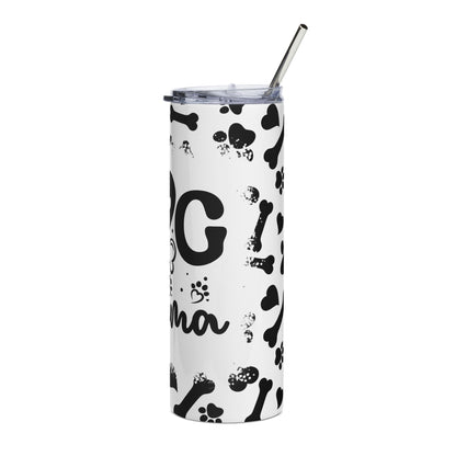 Dog Mom 20oz Stainless Steel Tumbler – Paw Print & Bones Travel Cup
