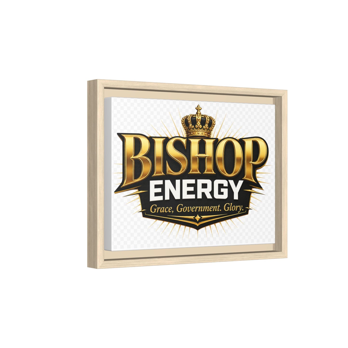 Framed Canvas Art - "Bishop Energy" Gold Crown Logo (Matte)
